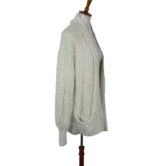 Anthropologie Cardigan XS White Knit Cozy Open Front Lightweight Drape - Picture 2 of 5